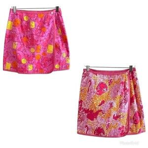 Vintage Lilly Pulitzer Reversible Mini Skirt 10P Monkey Elephant White label